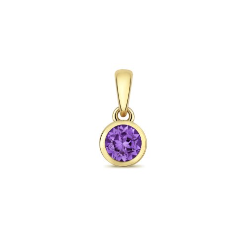 Amethyst Rubover Pendant In 9ct Gold 