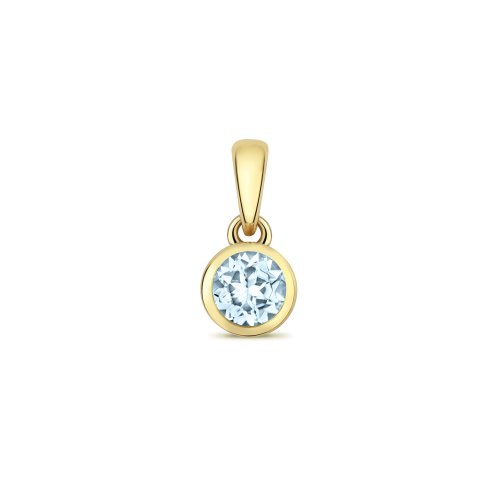 Aquamarine Rubover Pendant In 9ct Gold 