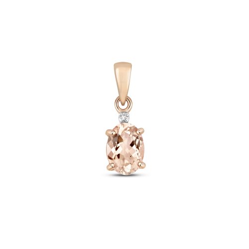 Diamond & Morganite Pendant In 9ct Rose Gold 