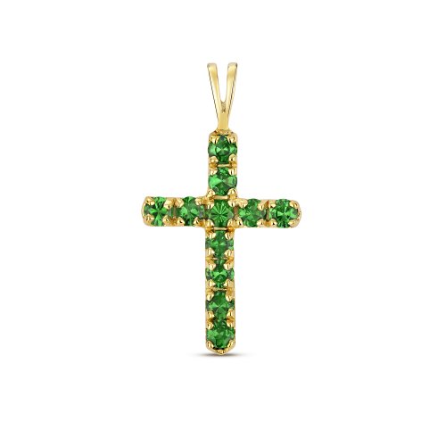 Tsavorite Cross Pendant In 9ct Gold 