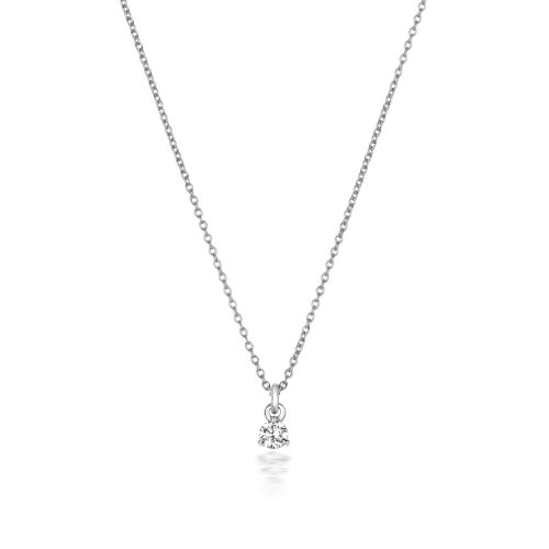 Diamond 3 Claw Necklace In 18ct White Gold 
