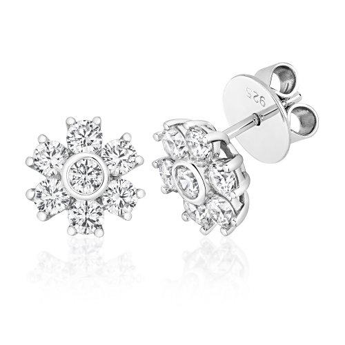 Round Rubover Set Cluster Claw Set Stud Earrings LEG0032