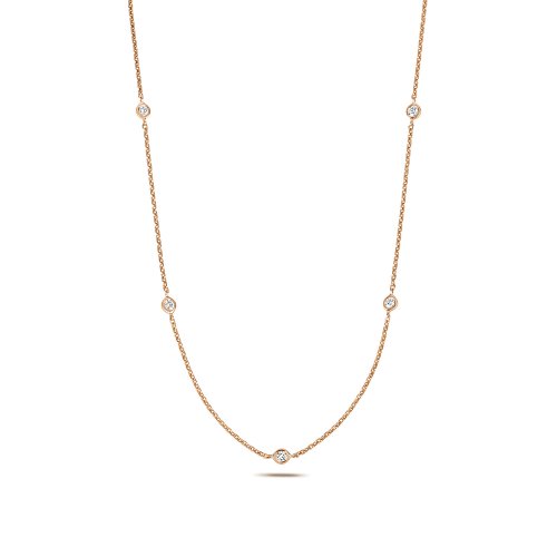 Diamond Rubover Necklace In 18ct Rose Gold 