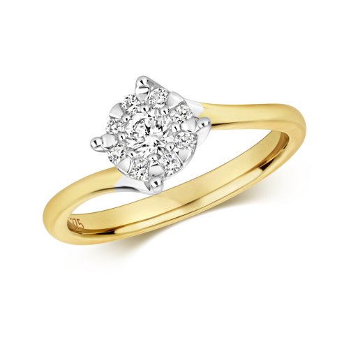 Diamond Brilliant Set Engagement Ring In 9ct Gold 