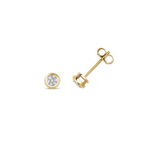 Diamond Pave Set Round Studs In 9ct Gold 
