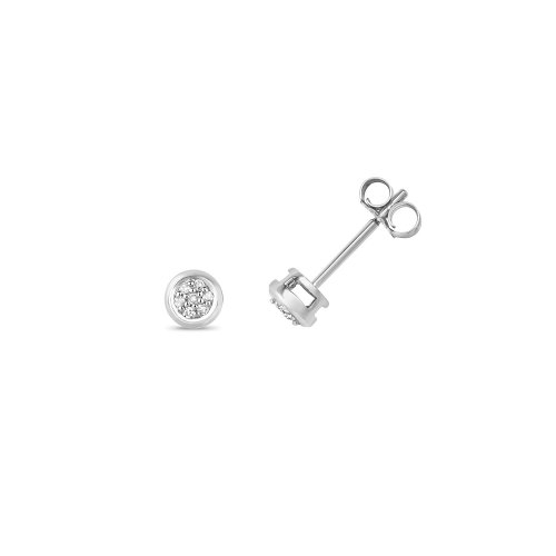 Diamond Pave Set Round Studs In 9ct White Gold 