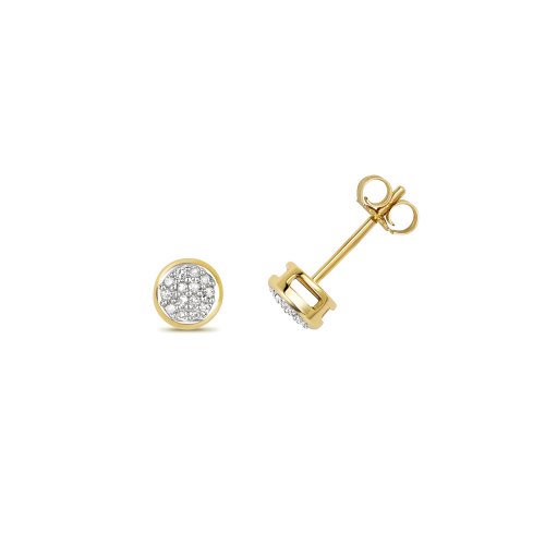 Diamond Pave Set Round Studs In 9ct Gold 