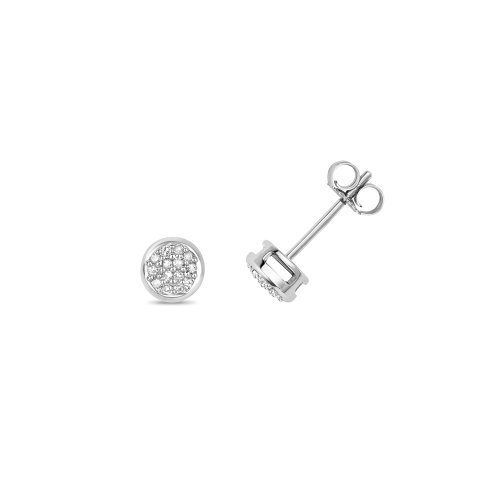 Diamond Pave Set Round Studs In 9ct White Gold 