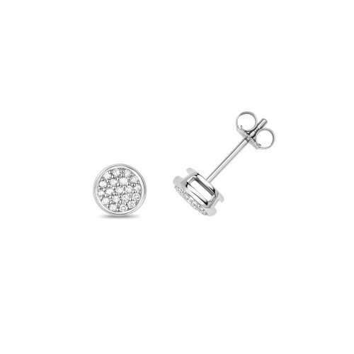 Diamond Pave Set Round Studs In 9ct White Gold 