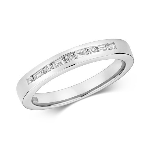 Diamond Eternity Ring Set With Round And Baguette Stones In 9ct White Gold 