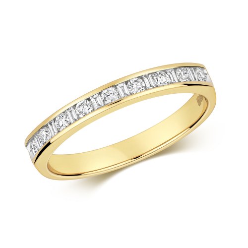 Diamond Eternity Ring Set With Round And Baguette Stones In 9ct Gold 