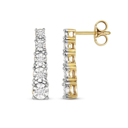 Diamond Illusion Set Drops In 9ct Gold 