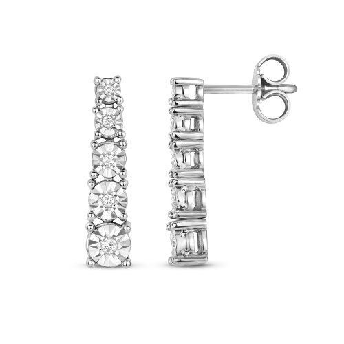 Diamond Illusion Set Drops In 9ct White Gold 