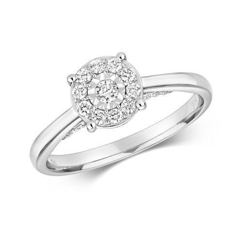Diamond Brilliant Set Engagement Ring In 9ct White Gold 