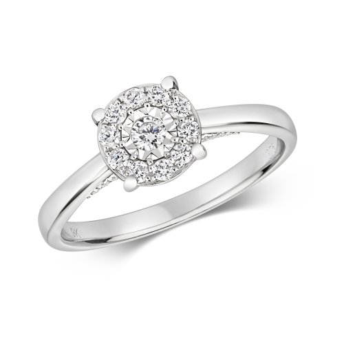 Diamond Brilliant Set Engagement Ring In 9ct White Gold 