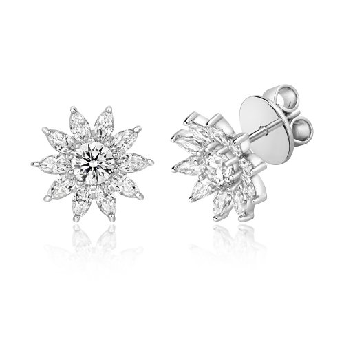 Round And Marquise Sunflower Stud Earrings LEG0096