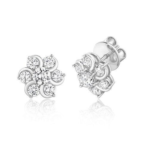 Round Centre With Swirl Surround Cluster Stud Earrings LEG0097