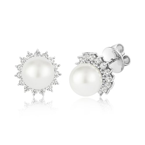 Pearl Fine Claw Set Surrounds Cluster Stud Earrings LEG0105
