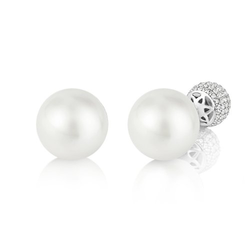 Pearl And Pave Set Ball Stud Earrings LEG0107
