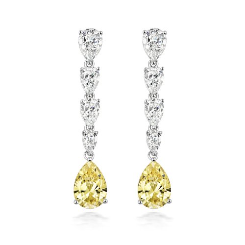 Long Graduated Yellow Pear Shape Drop Earrings LEG0112Y