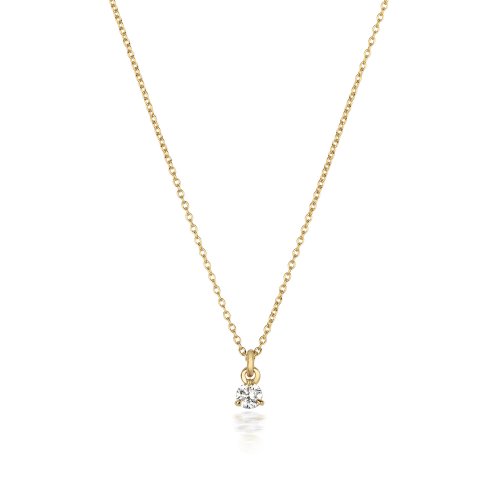 Diamond 3 Claw Necklace In 18ct Gold 