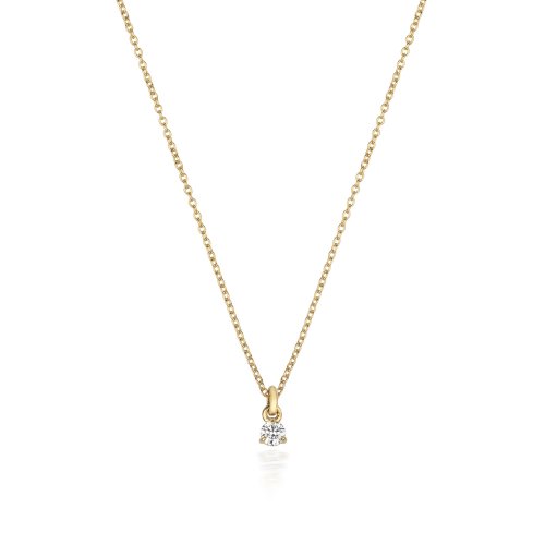 Diamond 3 Claw Necklace In 18ct Gold 