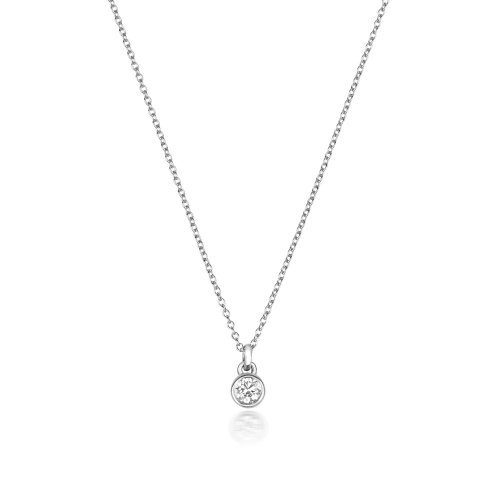 Diamond Rubover Necklace In 18ct White Gold 