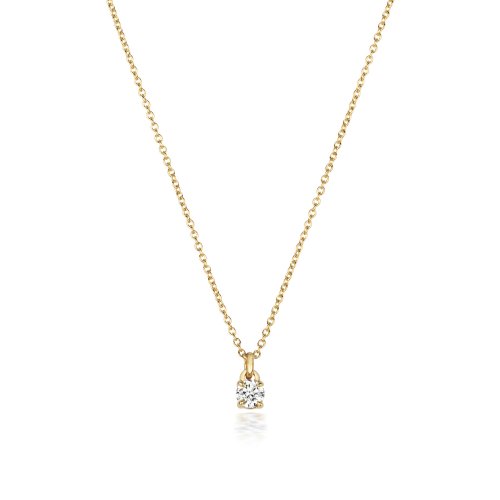 Diamond 4 Claw Necklace In 18 Ct Gold 