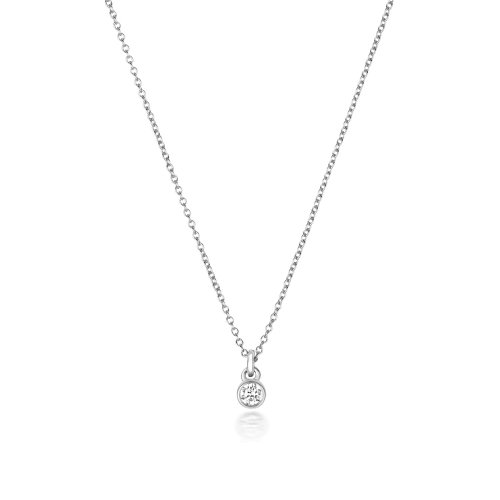 Diamond Rubover Necklace In 18ct White Gold 