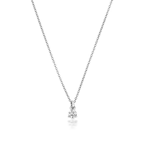 Diamond 3 Claw Necklace In 18ct White Gold 
