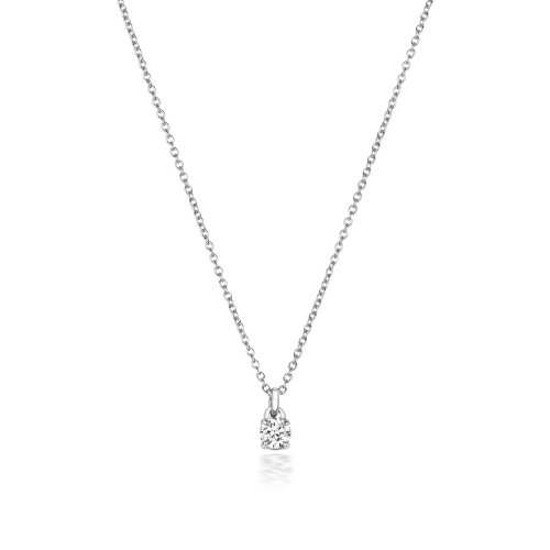 Diamond 4 Claw Necklace In 18 Ct White Gold 