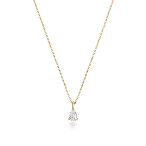 Diamond Pear Shape Necklace In 18ct Gold 