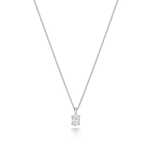 Diamond Oval Cut Necklace In 18ct White Gold 