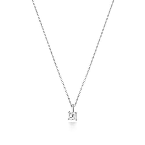 Diamond Asscher Cut Necklace In 18ct White Gold 