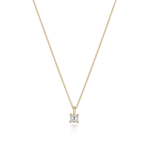 Diamond Asscher Cut Necklace In 18ct Gold 