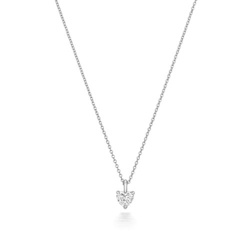 Diamond Heart Shape Necklace In 18ct White Gold 