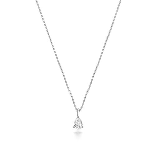 Diamond Pear Shape Necklace In 18ct White Gold 