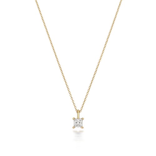 Diamond Princess Cut Necklace In 18ct Gold 