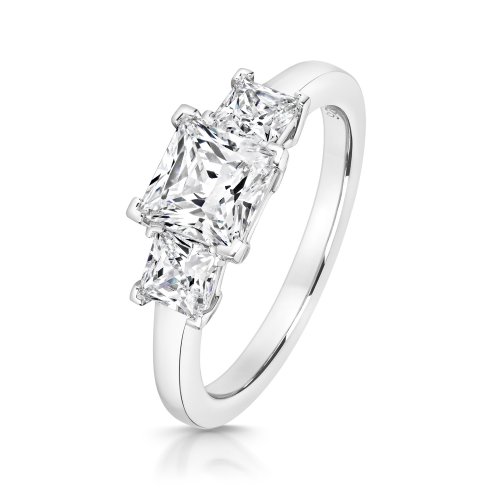 Princess Cut Centre Stone Claw Set With Princess Cut Sides Trilogy Ring LRG0038