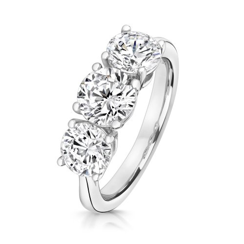 Round Centre Stone Claw Set With Round Sides Trilogy Ring LRG0041