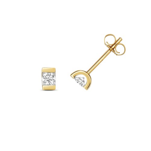 Diamond Single Stone Studs In 9ct Gold 