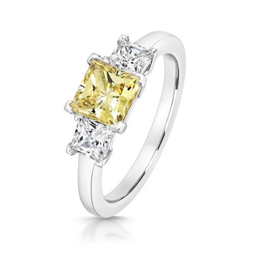Princess Cut Yellow Centre Stone Claw Set With Princess Cut  Ring LRG0038Y