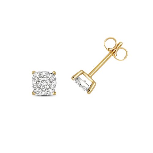 Diamond Brilliant Range Studs In 9ct Gold 