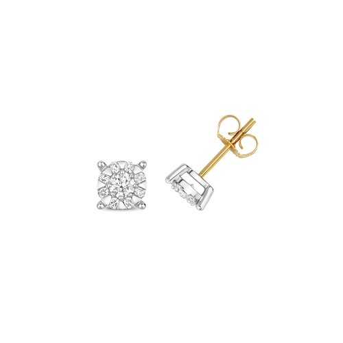 Diamond Brilliant Range Studs In 9ct Gold 