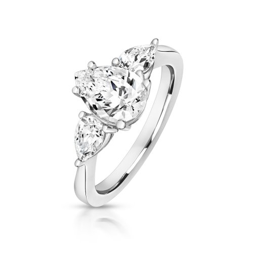 Pear Shape Centre Stone Claw Set With Pear Shape Sides Trilogy Ring LRG0020