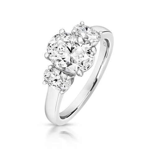 Oval Centre Stone Claw Set With Oval Sides Trilogy Ring LRG0023