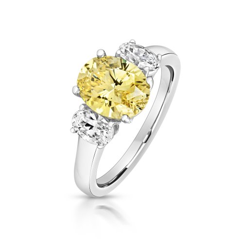 Oval Centre Yellow Stone Claw Set With Oval Sides Trilogy Ring LRG0023Y