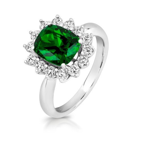 Green Centre Stone Cluster Dress Ring LRG0031E