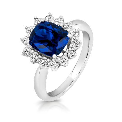 Blue Centre Stone Cluster Dress Ring LRG0031S