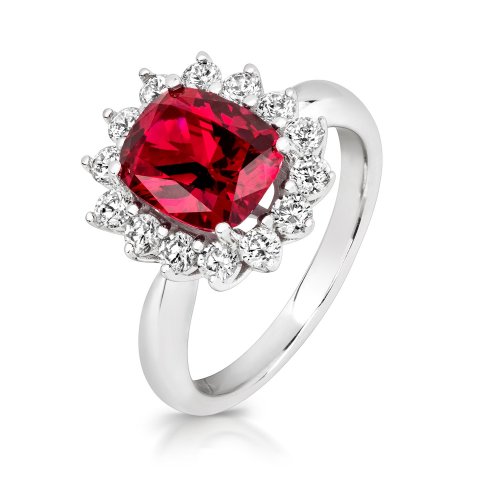 Red Centre Stone Cluster Dress Ring LRG0031R